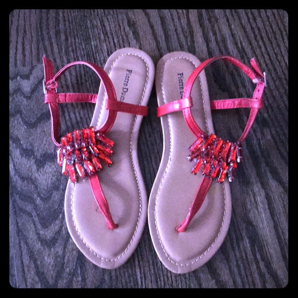Red sparkly sandals